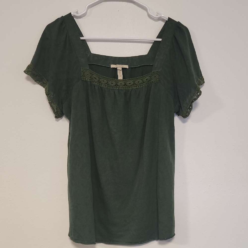 Old Navy Green Smocked Ruffled Blouse